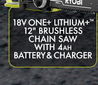 18V ONE+ LITHIUM+T12'''' BRUSHLESS CHAIN SAWWITH 4AHBATTERY & CHARGER
