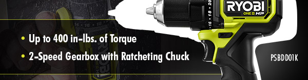 . Up to 400 in-lbs. of Torque. . 2-speed Gearbox with Ratcheting Chuck