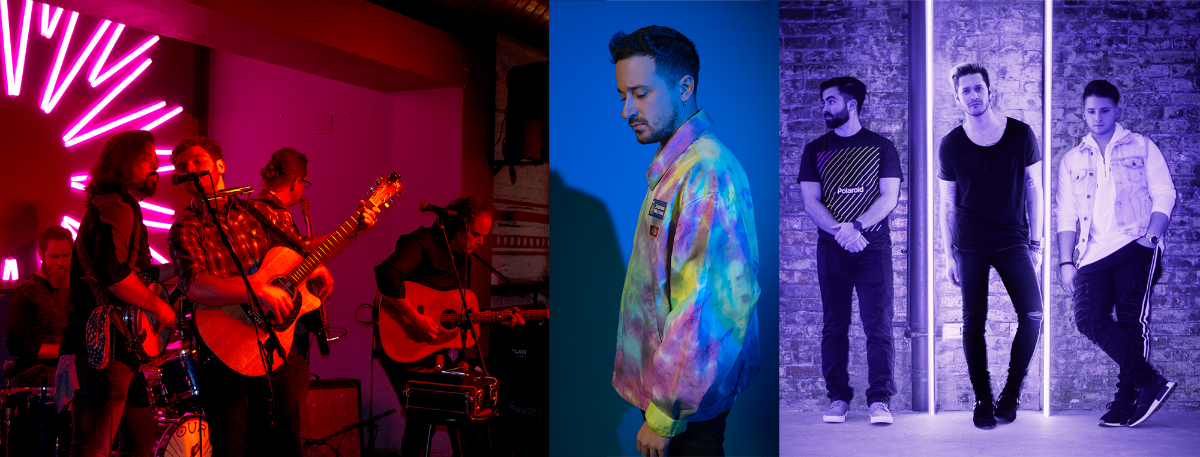 Collage of bands: Fort Holler, Brandon Serafino, Running Lights