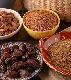 Plates of grains and dates