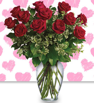 Our 'On My Mind' Vase Arrangement of A Dozen Red Roses. Order For 25% Off!