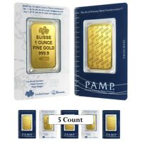 Click here for more details on Lot of 5 - 1 oz Gold Bar -...