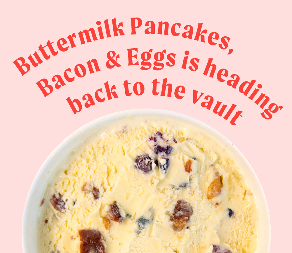 Buttermilk pancakes bacon eggs ice cream