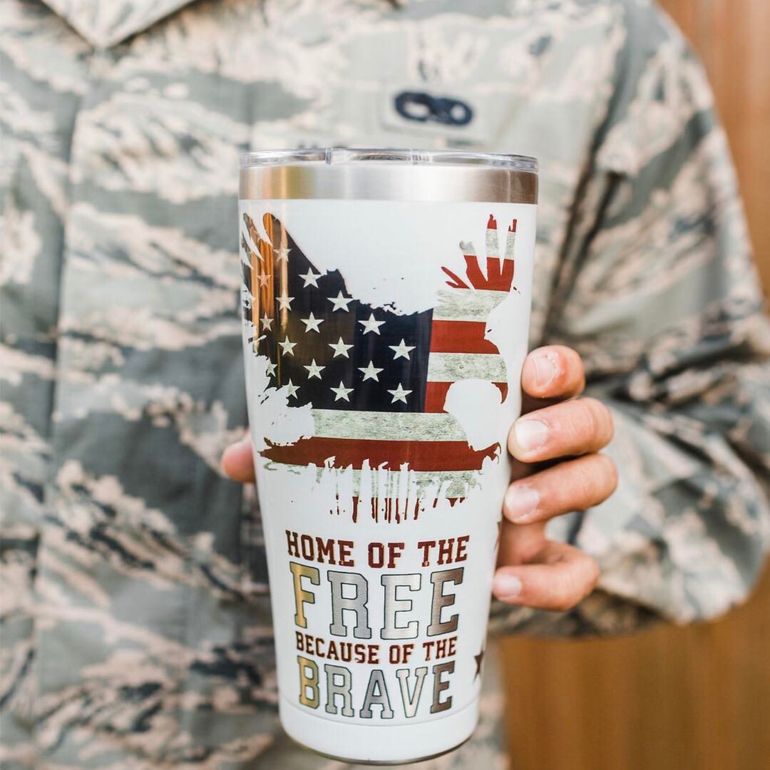 Stainless Steel Tumbler, Home of the Free Because of the Brave