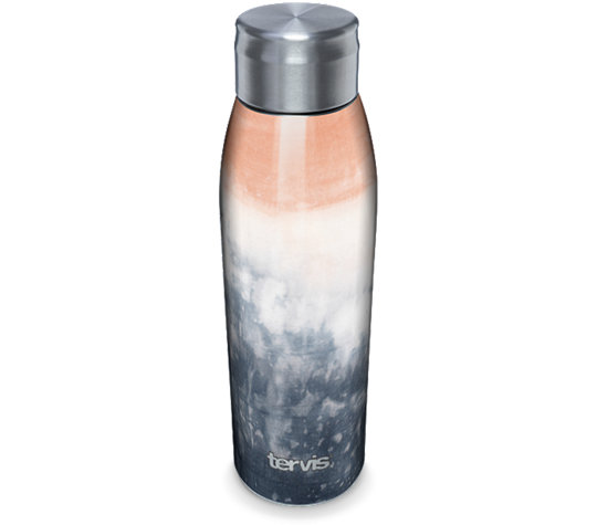 Product: Black and Coral Tie Dye - Stainless Steel Slim Bottle With Lid