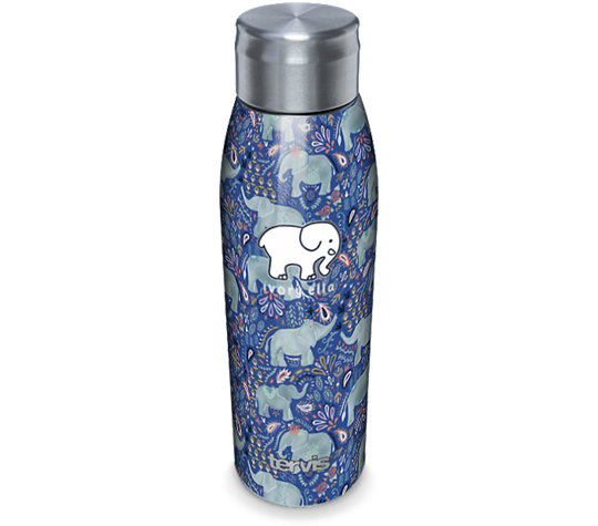 Product: Ivory Ella - Paisley Elephant - Stainless Steel Slim Bottle With Lid
