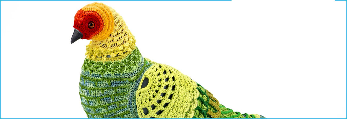 Clickable image of Biodiversity Reclamation Suit: Carolina Parakeet, entry to Learning Lab Collection.