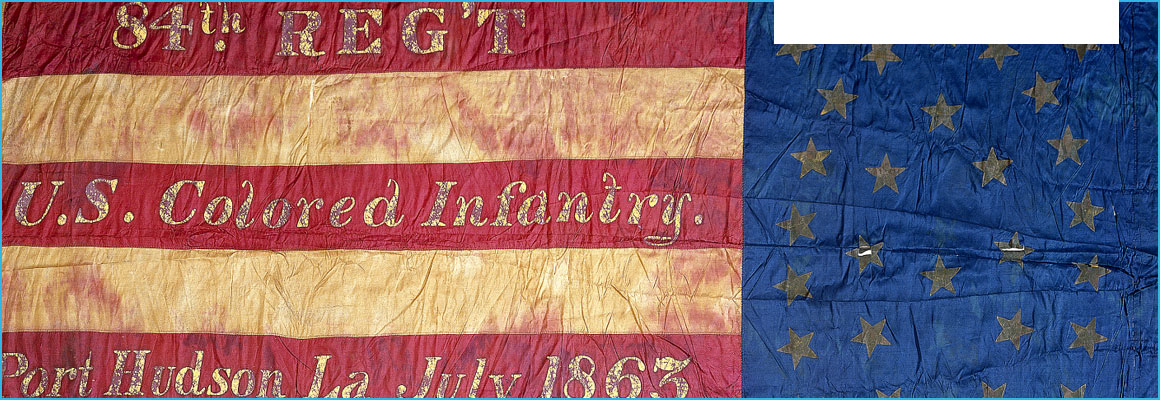 Clickable image of United States Colored Troops Flag, entry to webinar information.