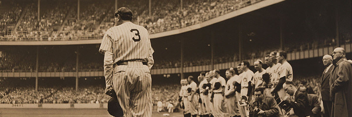 Image of Babe Ruth, by Nat Fein, in a stadium