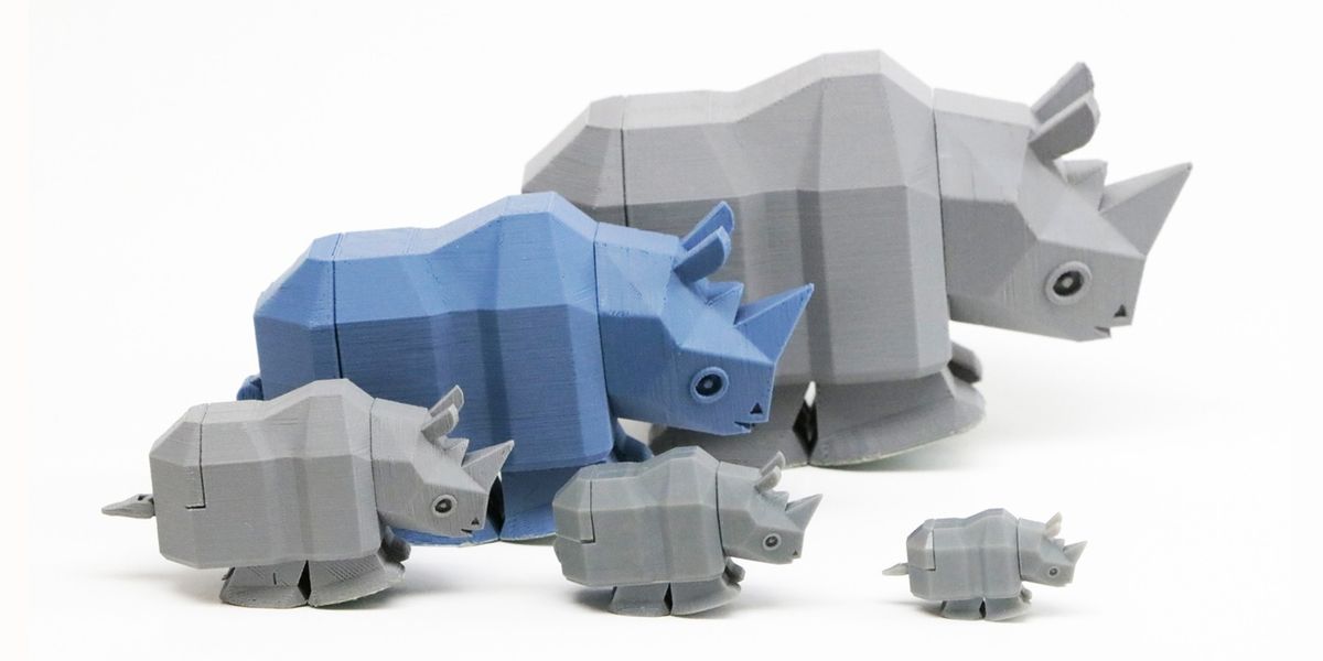 3D Printer model of a Running Rhino made by Amao