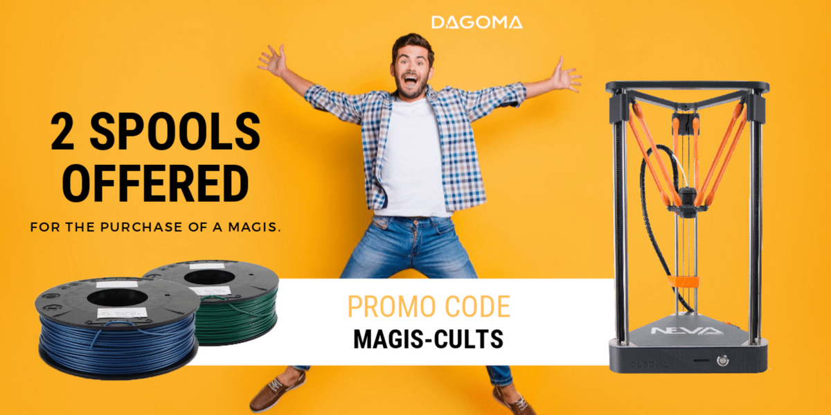 2 free filaments spools for the purchase of a Magis 3D printer