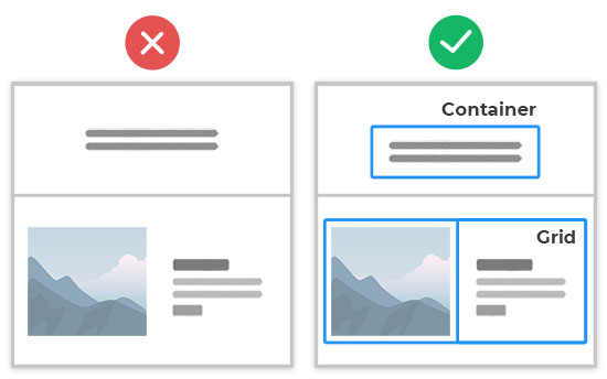 Add Containers and Grids to your sections