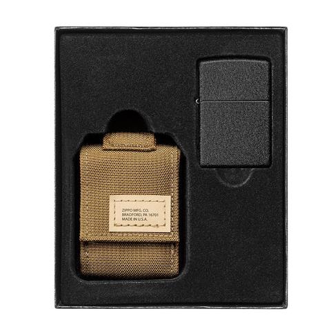 Brown Tactical Pouch with Black Crackle Lighter