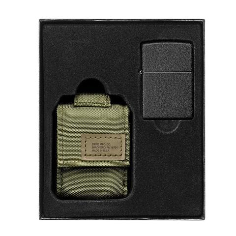Green Tactical Pouch with Black Crackle Lighter