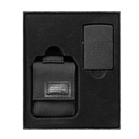 Black Tactical Pouch with Black Crackle Lighter