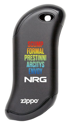NRG Exclusive Hand Warmer - Black with Team Names and Rainbow Design
