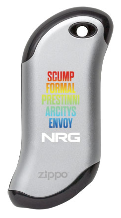 NRG Exclusive Hand Warmer - Silver with Team Names and Rainbow Design