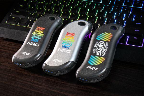 NRG exclusive hand warmers shown on keyboard