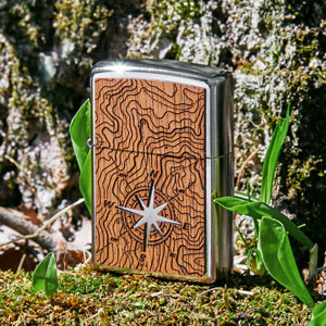 Compass Design Wood Emblem Lighter