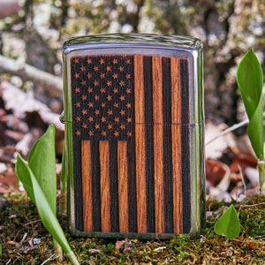 American Flag Wood Emblem Lighter