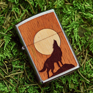 Howling Wolf Wood Emblem Design Lighter