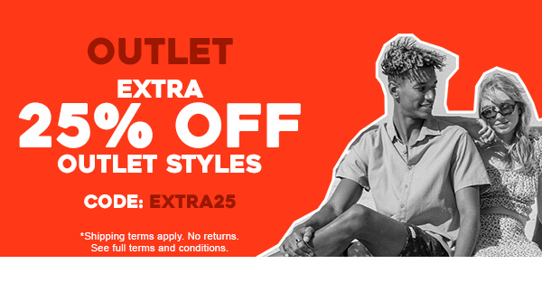 Outlet Extra 25 percent off outlet styles. Code: EXTRA25
