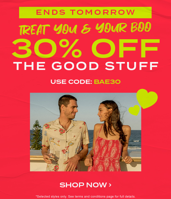 Ends tomorrow. Treat You and Boo. 30 percent off the good stuff.