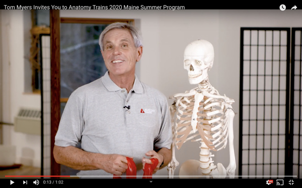 Video screenshot of Tom Myers with skeleton