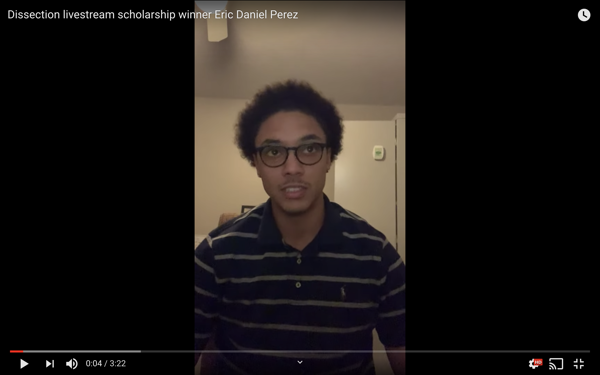 Dissection livestream scholarship winner Eric Daniel Perez