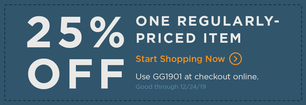 Get 25% off one regularly priced item