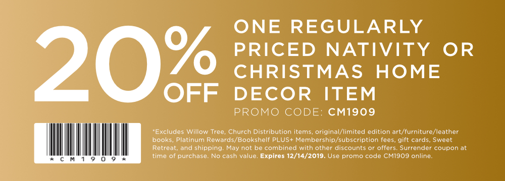 20% off one regularly priced nativity or christmas home decor item