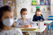 School children in face masks