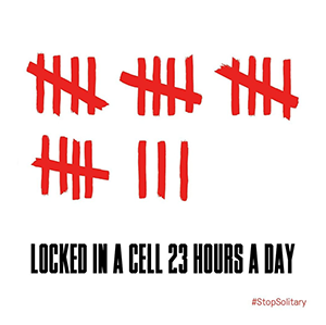 text reads locked in a cell 23 hours a day