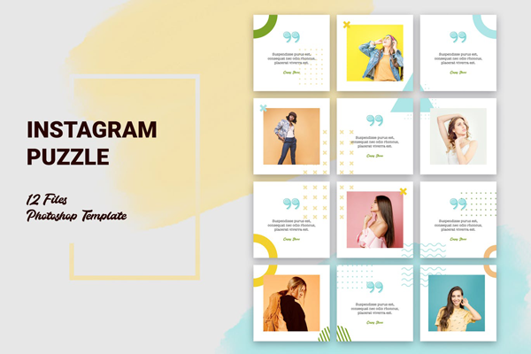 Instagram Puzzle Fashion, Graphic Template PSD