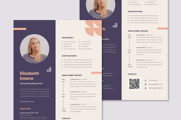 CV Resume on Photoshop or Illustrator