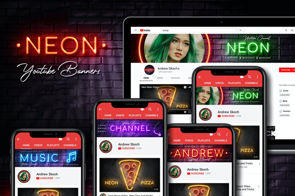 Neon YouTube Channel Art?Photoshop