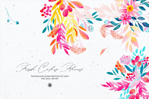 Fresh Colors Flowers | Watercolor Set