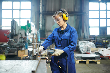 Woman Working in a Garage