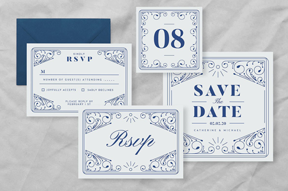 Decorative Wedding Invitation Suite