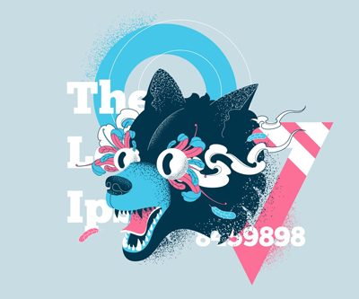 Vector Flat Grain Illustration - Wolf