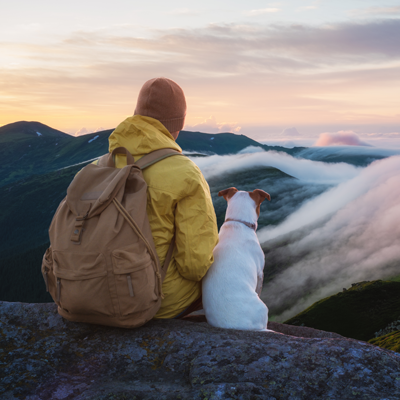 Tourist Looking Out After Hike