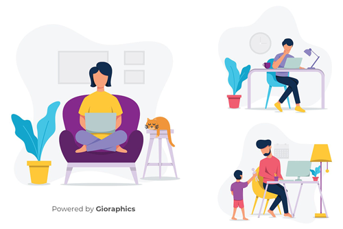 Freelancer Work Vector Set