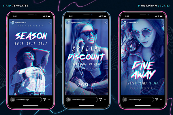Glitch Instagram Stories, Graphic Template