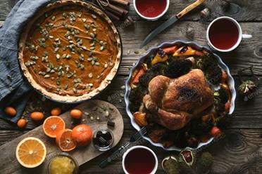 Thanksgiving dinner top view