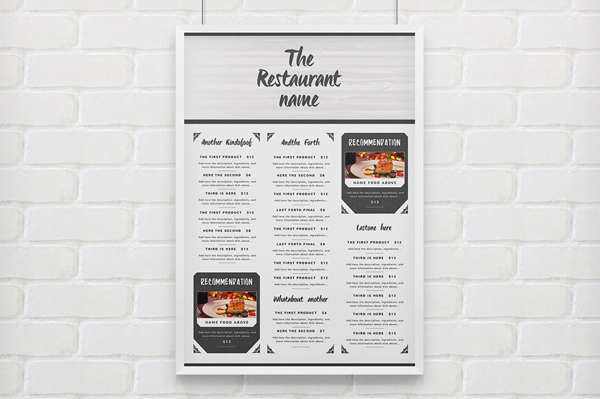 Elegant Food Menu 3 Illustrator Template