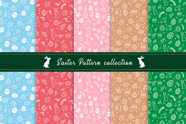 Flat Easter Day Pattern Collection | Illustrator