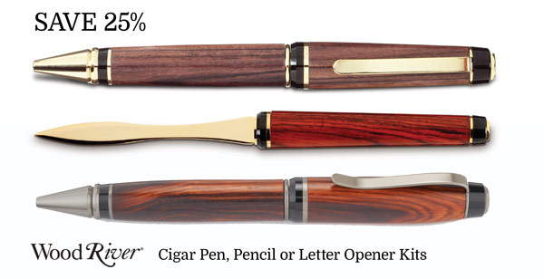 WoodRiver® Cigar Style Pen, Pencil or Letter Opener Kits