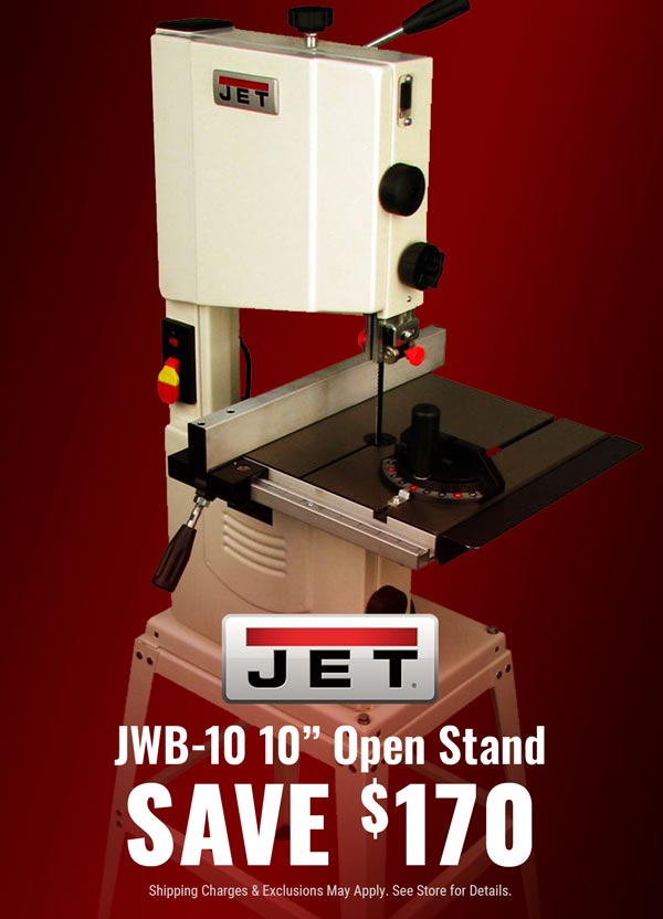 JET JWB-10 10" Open Stand Bandsaw- Save $170