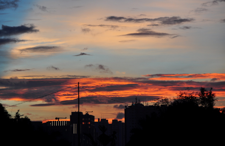 Sunset over a city landscape