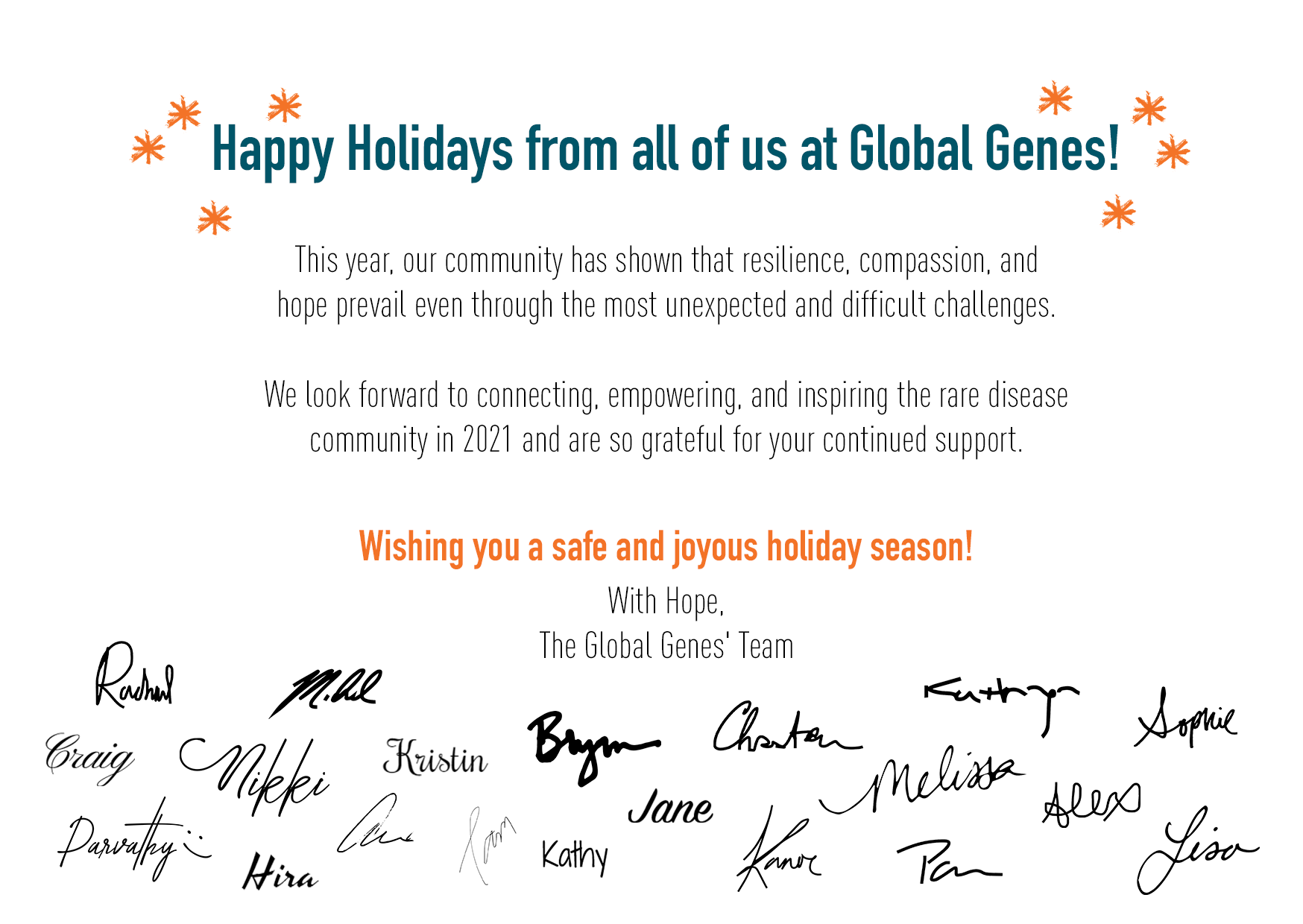Happy Holidays from Global Genes